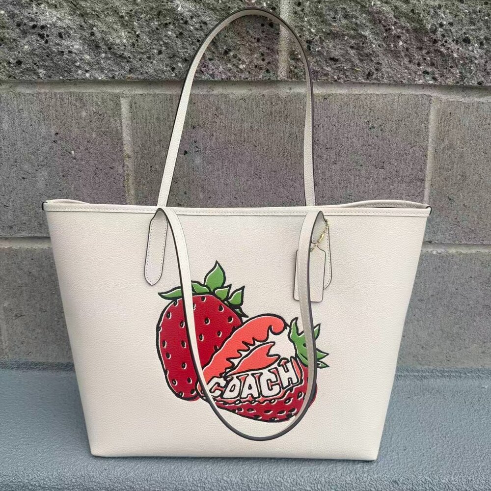 NWT Coach City Tote Bag With Strawberry Graphic CAL64